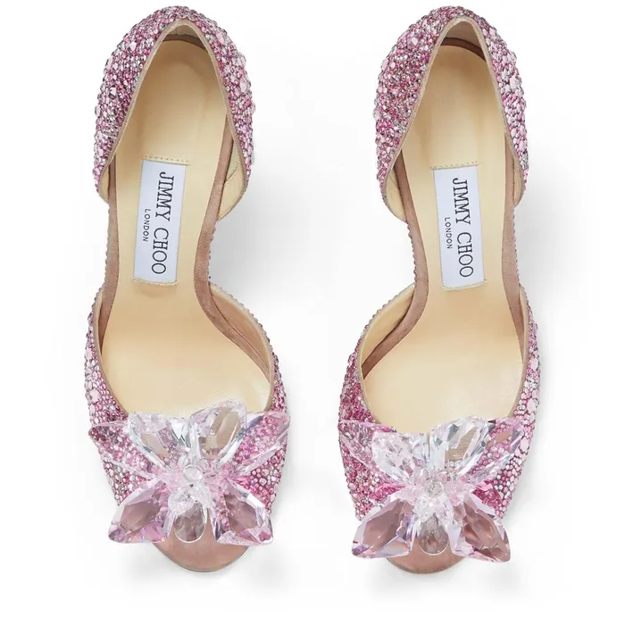 Anilla 100 Rose Mix Suede And Crystal Covered Open Toe Pumps Rose Mix Women JIMMY CHOO Pumps