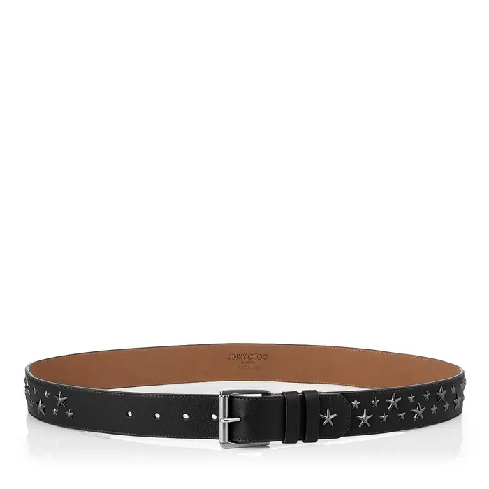 Archer Black Biker Leather Belt With Stars Blackgunmetal Men JIMMY CHOO Belts Archer Black Biker Leather Belt With Stars Blackgunmetal Men JIMMY CHOO Belts