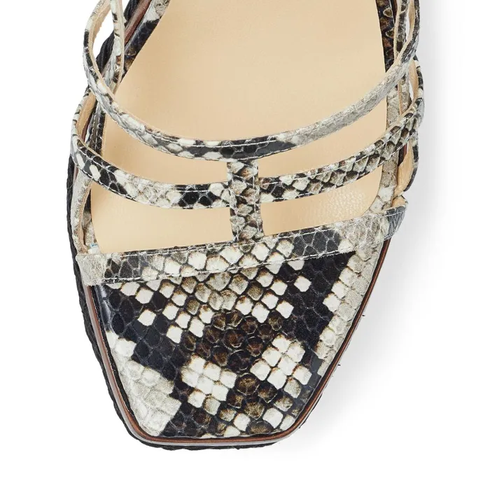 Ariela 110 Natural SnakeskinPrint Leather Wedge Sandals With MultiStrap Front Natural Women JIMMY CHOO Wedges