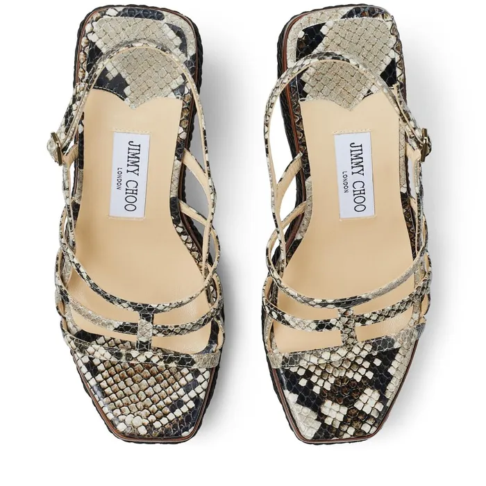 Ariela 110 Natural SnakeskinPrint Leather Wedge Sandals With MultiStrap Front Natural Women JIMMY CHOO Wedges