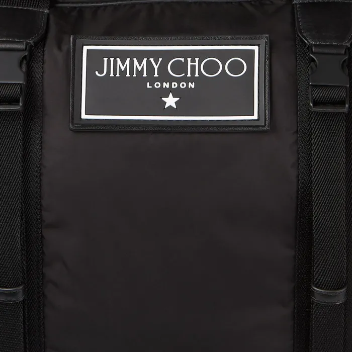 Arlington Black Soft Nylon And Satin Leather Weekend Holdall Tote Black Men JIMMY CHOO Bags