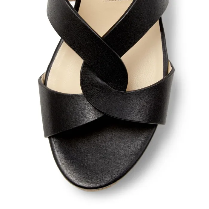 Atia 75 Black Vachetta Leather Wedge Sandals With Crossover Straps Black Women JIMMY CHOO Wedges