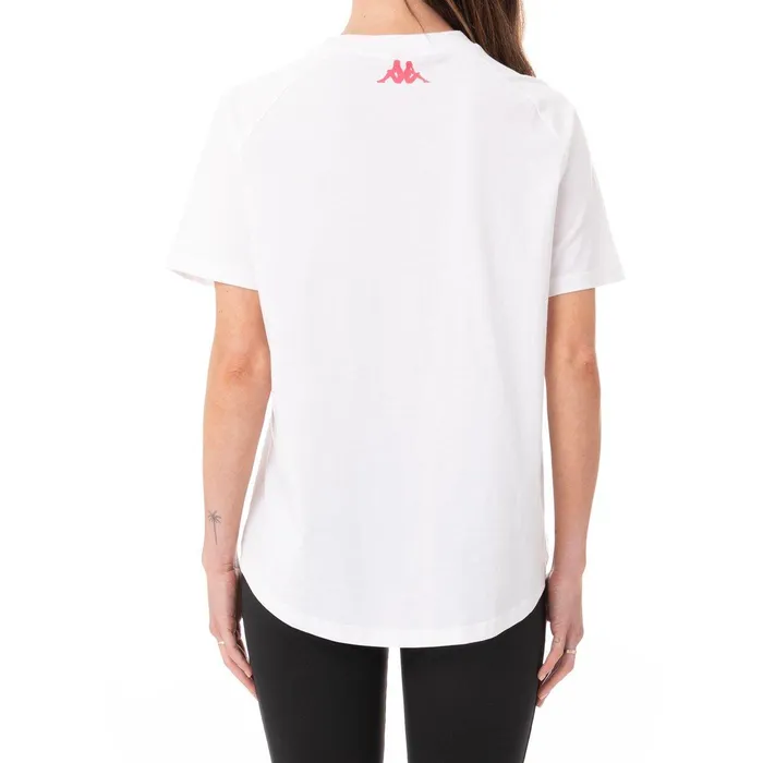 Authentic Pop Emasar TShirt 8211 White Fuchsia White Fuchsia Kappa Womens TShirts Near Me