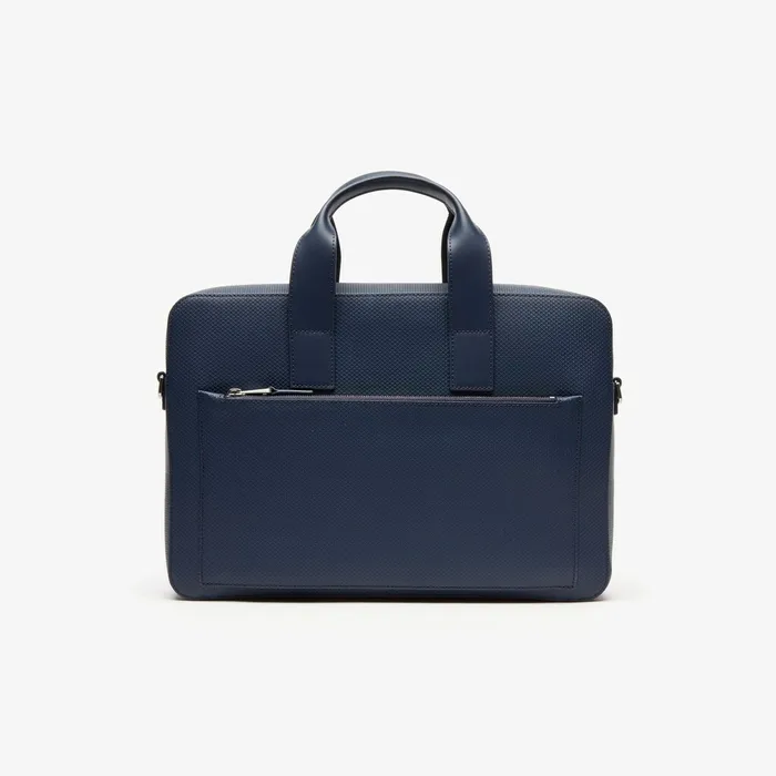 Bags Lacoste Mens Chantaco Matte Piqu Leather Computer Bag Peacoat Near Me