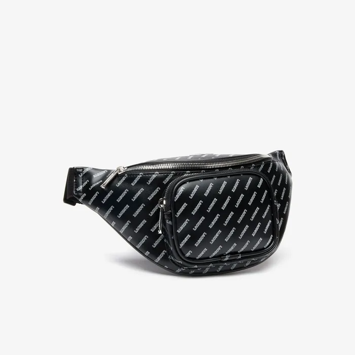 Bags Lacoste Mens LIVE Coated Print Canvas Belt Bag Allover Lacoste Black On Sale