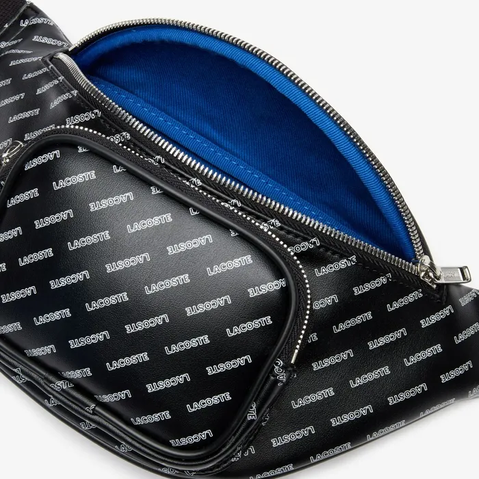 Bags Lacoste Mens LIVE Coated Print Canvas Belt Bag Allover Lacoste Black On Sale