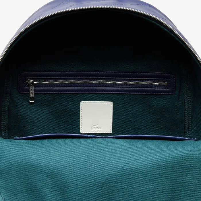 Bags Lacoste Mens LIVE Signature Print Zippered Backpack Blue Depths Shop Online