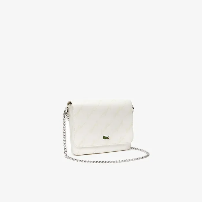 Bags Lacoste Womens Flap Bag with Chain Strap Marshmallow Outlet