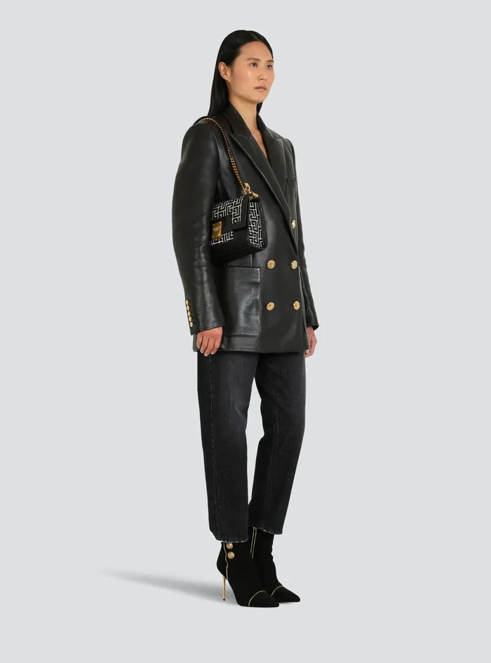 Balmain 1945 Bags Womens Bicolor Jacquard 1945 Backpack Black Balmain 1945 Bags Womens Bicolor Jacquard 1945 Backpack Black