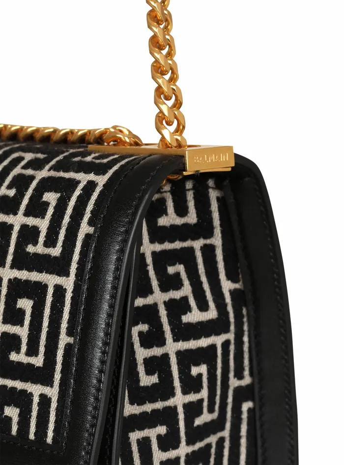Balmain 1945 Bags Womens Bicolor Jacquard 1945 Backpack Black Balmain 1945 Bags Womens Bicolor Jacquard 1945 Backpack Black