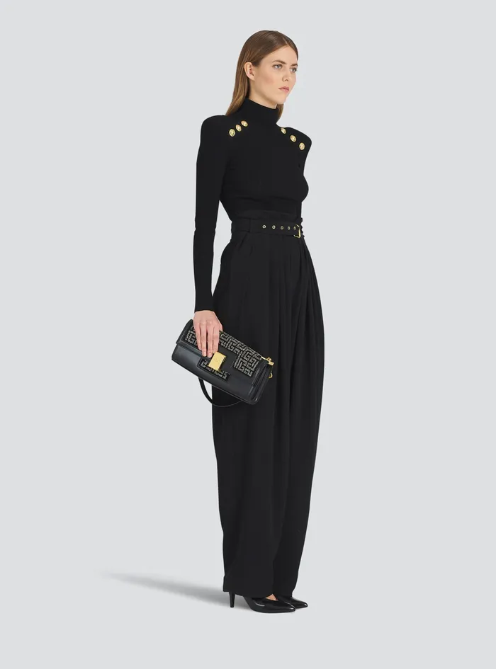 Balmain 1945 Bags Womens Calfskin Jacquard 1945 Clutch Bag With Swarovski Jewerly Black Balmain 1945 Bags Womens Calfskin Jacquard 1945 Clutch Bag With Swarovski Jewerly Black