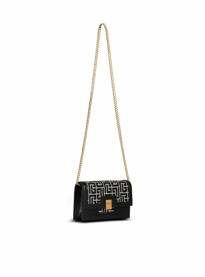 Balmain 1945 Bags Womens MiniSized Bicolor Jacquard 1945 Bag Black
