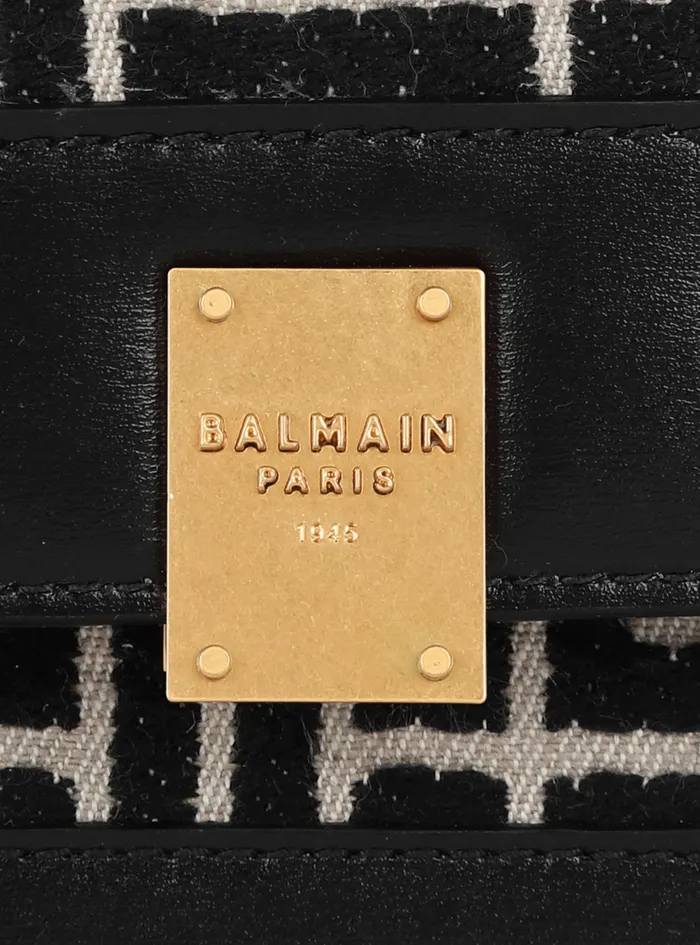Balmain 1945 Bags Womens MiniSized Bicolor Jacquard 1945 Bag Black
