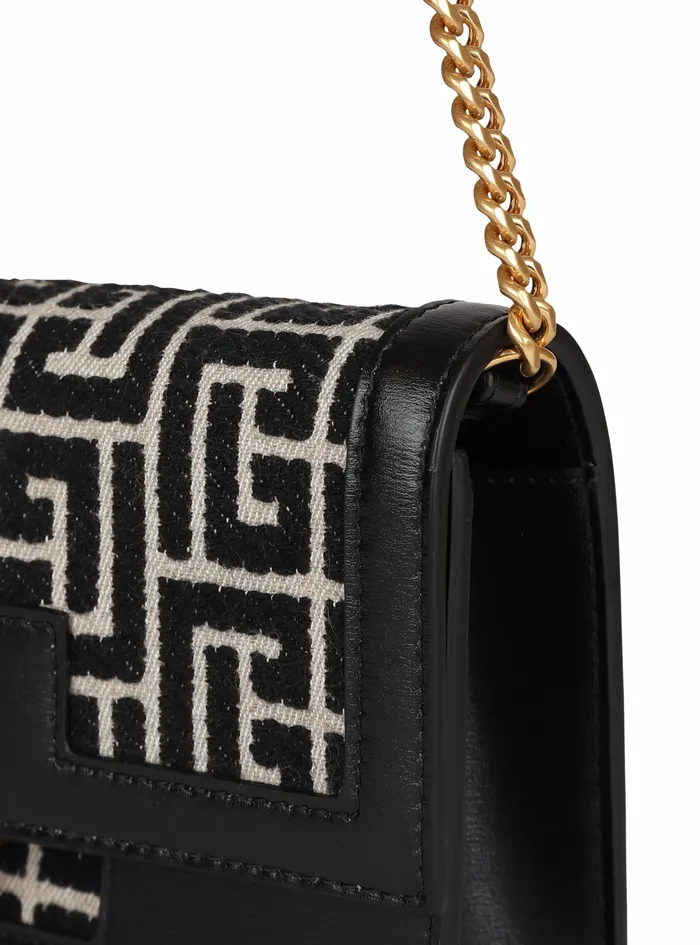 Balmain 1945 Bags Womens MiniSized Bicolor Jacquard 1945 Bag Black