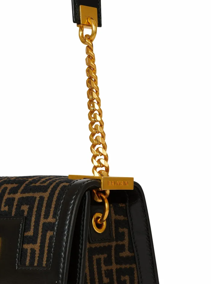 Balmain 1945 Bags Womens SmallSized Bicolor Jacquard 1945 Bag Khaki Balmain 1945 Bags Womens SmallSized Bicolor Jacquard 1945 Bag Khaki