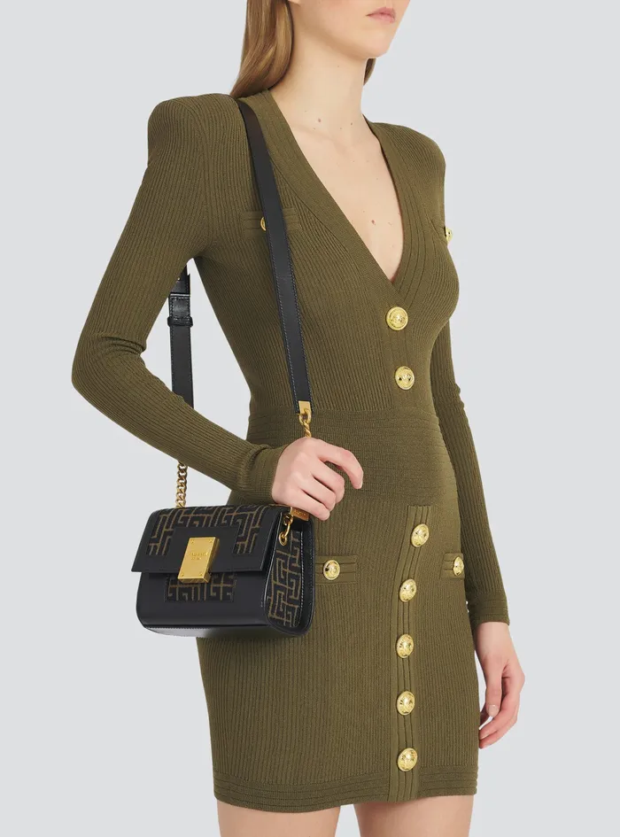 Balmain 1945 Bags Womens SmallSized Bicolor Jacquard 1945 Bag Khaki Balmain 1945 Bags Womens SmallSized Bicolor Jacquard 1945 Bag Khaki