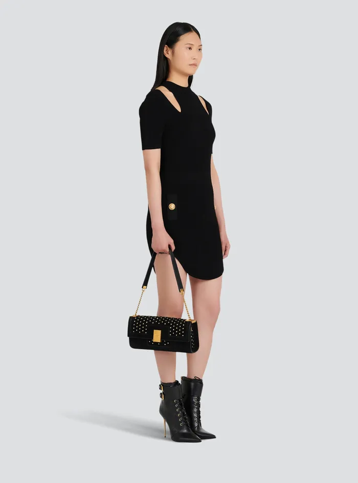 Balmain 1945 Bags Womens Suede And Polka Dot 1945 Clutch Bag Black Balmain 1945 Bags Womens Suede And Polka Dot 1945 Clutch Bag Black