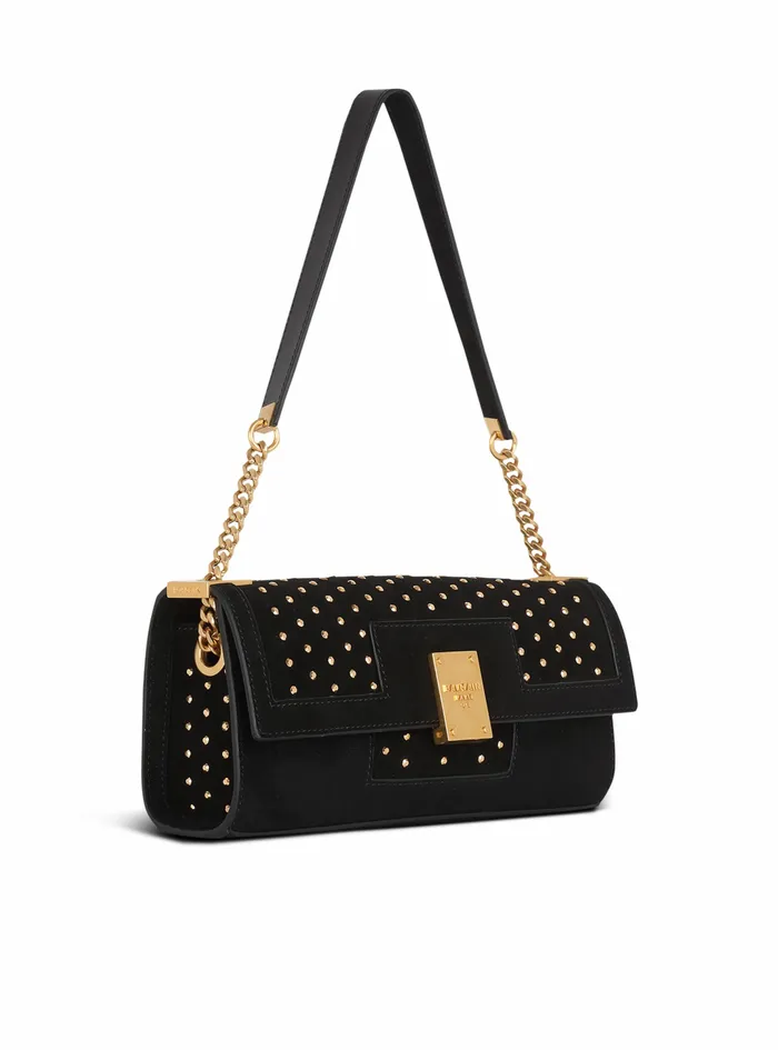 Balmain 1945 Bags Womens Suede And Polka Dot 1945 Clutch Bag Black Balmain 1945 Bags Womens Suede And Polka Dot 1945 Clutch Bag Black
