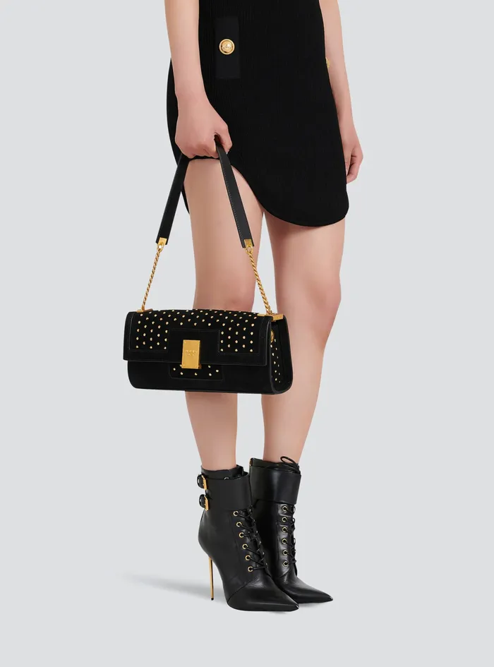 Balmain 1945 Bags Womens Suede And Polka Dot 1945 Clutch Bag Black Balmain 1945 Bags Womens Suede And Polka Dot 1945 Clutch Bag Black