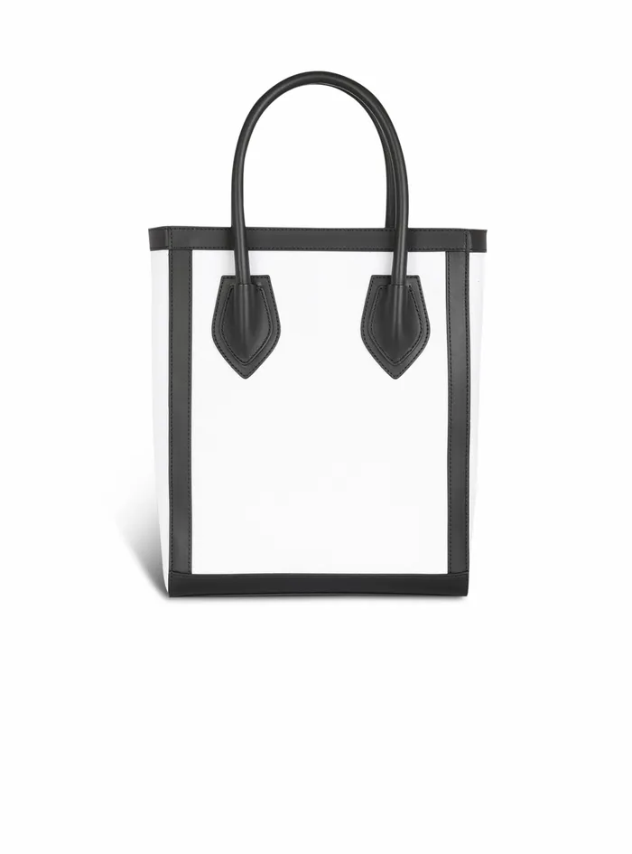 Balmain BArmy Bags Womens Canvas BArmy 26 Bag With Leather Panels White Balmain BArmy Bags Womens Canvas BArmy 26 Bag With Leather Panels White