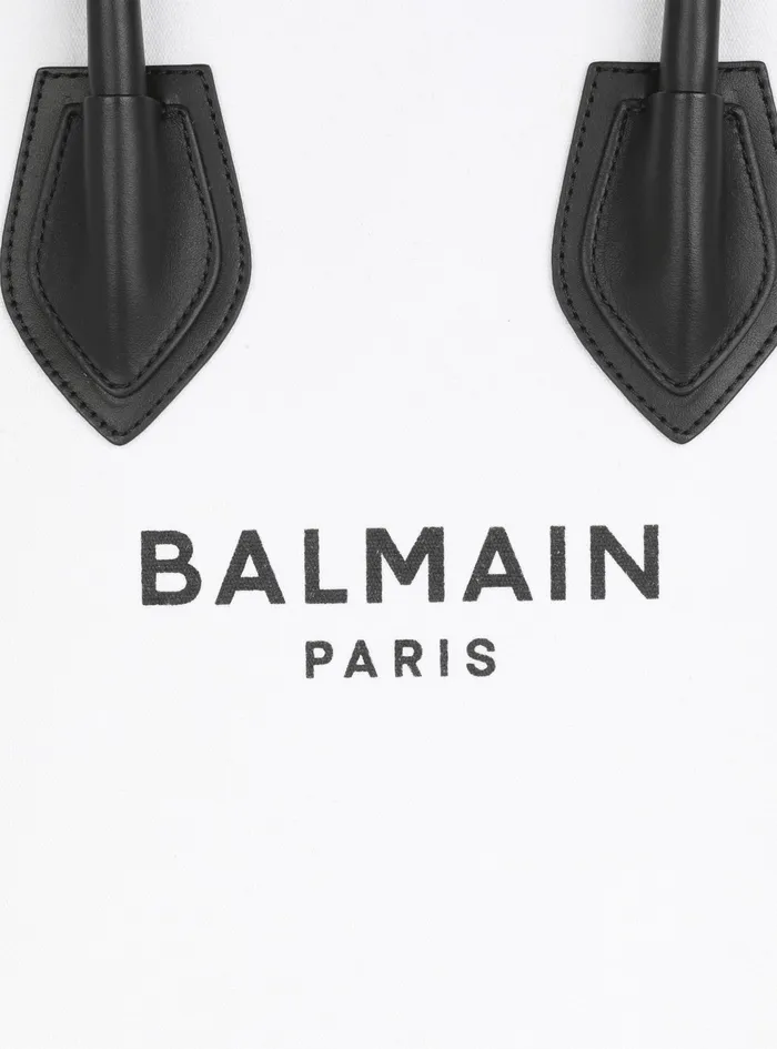 Balmain BArmy Bags Womens Canvas BArmy 26 Bag With Leather Panels White Balmain BArmy Bags Womens Canvas BArmy 26 Bag With Leather Panels White
