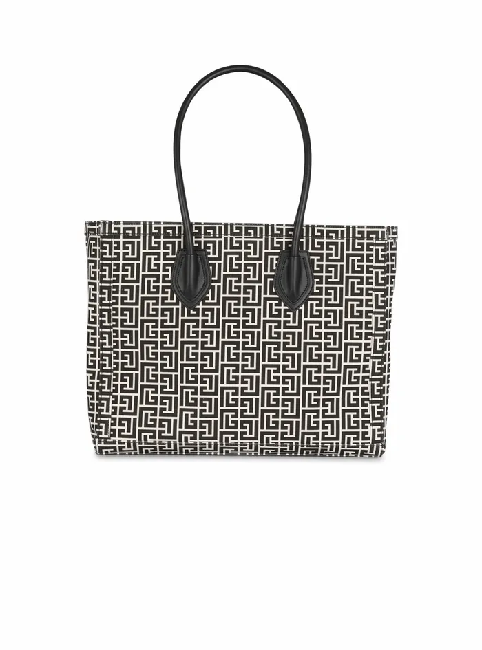 Balmain BArmy Bags Womens Ivory And Black Monogram Canvas BArmy 42 Tote Black Balmain BArmy Bags Womens Ivory And Black Monogram Canvas BArmy 42 Tote Black
