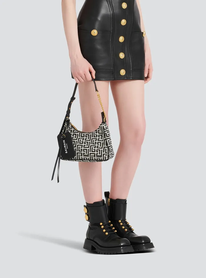 Balmain BArmy Bags Womens Monogram Canvas BArmy Handbag Black Balmain BArmy Bags Womens Monogram Canvas BArmy Handbag Black
