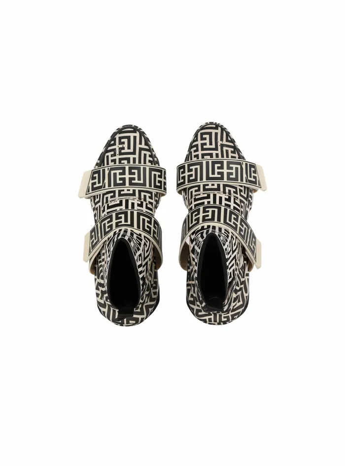 Balmain BBold Womens Bicolor Knit And Suede BBold HighTop Sneakers With Straps Black Balmain BBold Womens Bicolor Knit And Suede BBold HighTop Sneakers With Straps Black