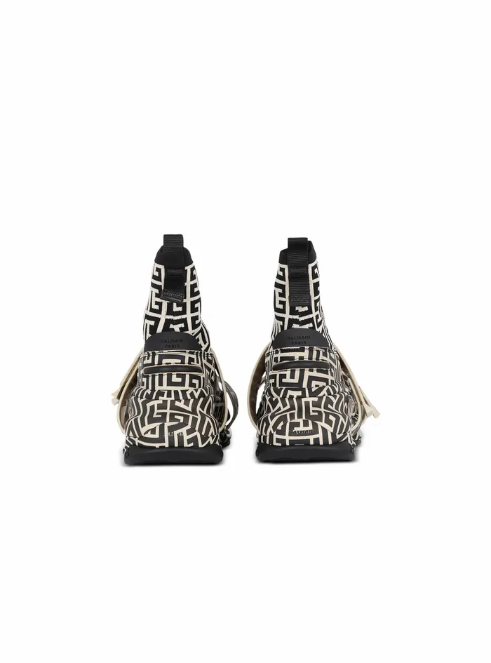 Balmain BBold Womens Bicolor Knit And Suede BBold HighTop Sneakers With Straps Black Balmain BBold Womens Bicolor Knit And Suede BBold HighTop Sneakers With Straps Black