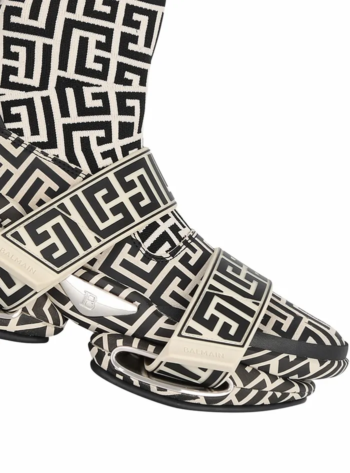 Balmain BBold Womens Bicolor Knit And Suede BBold HighTop Sneakers With Straps Black Balmain BBold Womens Bicolor Knit And Suede BBold HighTop Sneakers With Straps Black