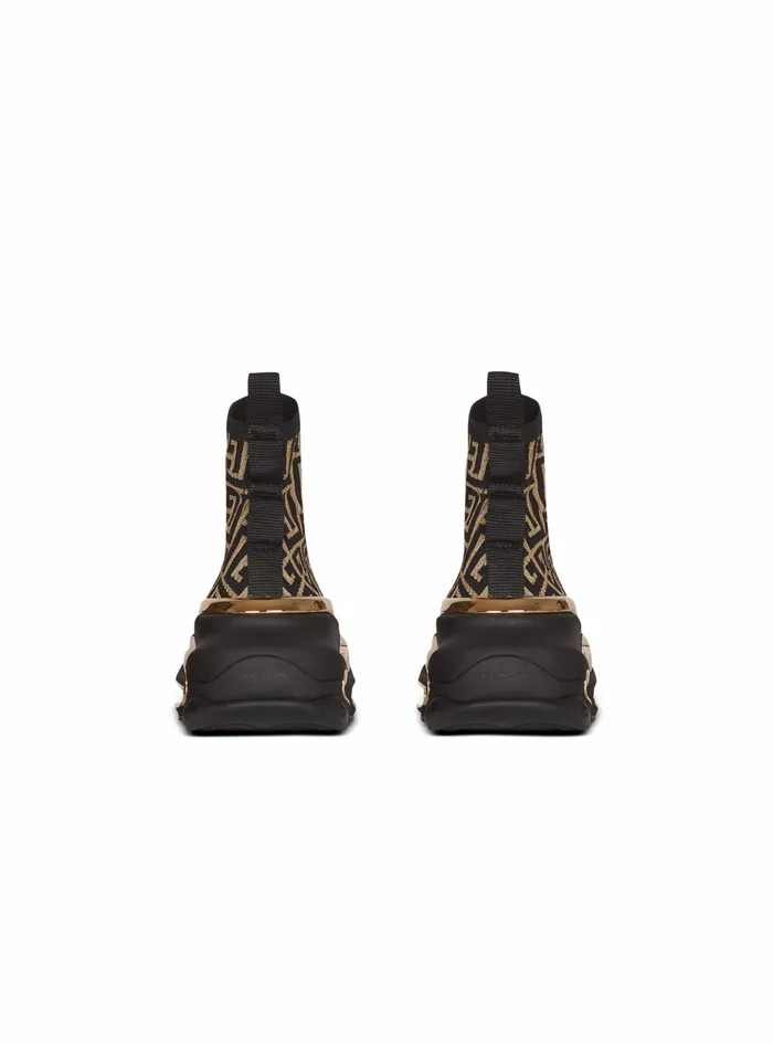 Balmain BBold Womens Bicolor Knit BBold HighTop Sneakers Black Balmain BBold Womens Bicolor Knit BBold HighTop Sneakers Black