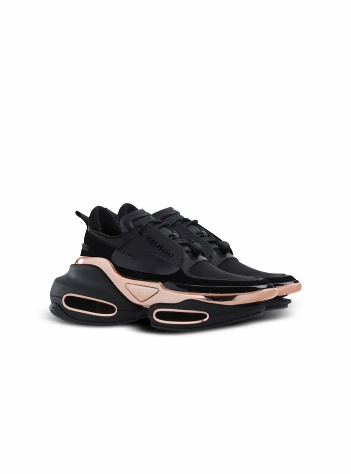 Balmain BBold Womens Leather Metal And Suede BBold LowTop Sneakers Black Balmain BBold Womens Leather Metal And Suede BBold LowTop Sneakers Black
