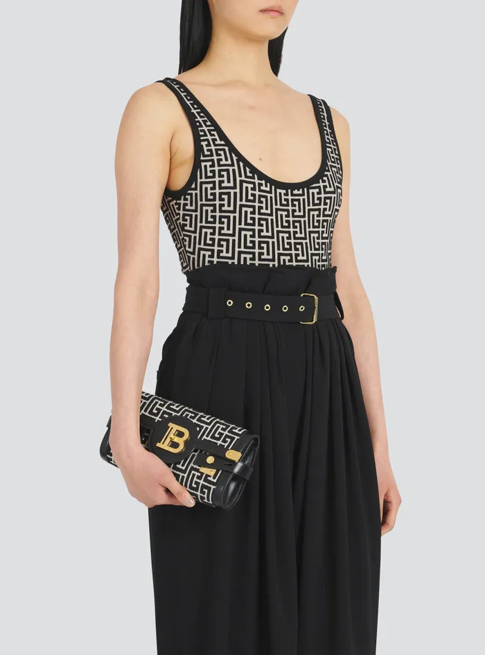 Balmain BBuzz Bags Womens Bicolor Jacquard BBuzz 23 Clutch Black Balmain BBuzz Bags Womens Bicolor Jacquard BBuzz 23 Clutch Black