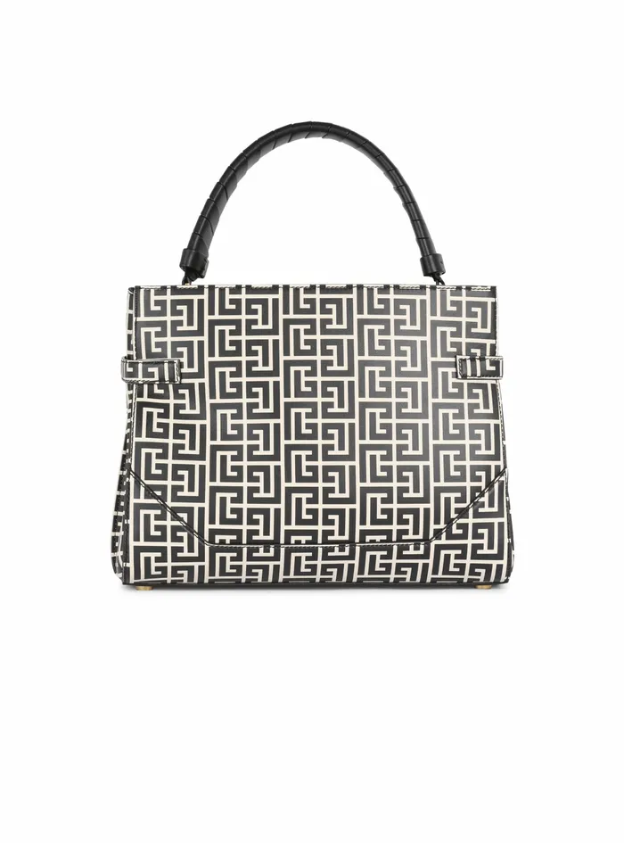 Balmain BBuzz Bags Womens Bicolor Print Leather BBuzz Top Handle Bag Black Balmain BBuzz Bags Womens Bicolor Print Leather BBuzz Top Handle Bag Black
