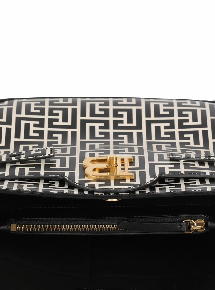 Balmain BBuzz Bags Womens Bicolor Print Leather BBuzz Top Handle Bag Black Balmain BBuzz Bags Womens Bicolor Print Leather BBuzz Top Handle Bag Black