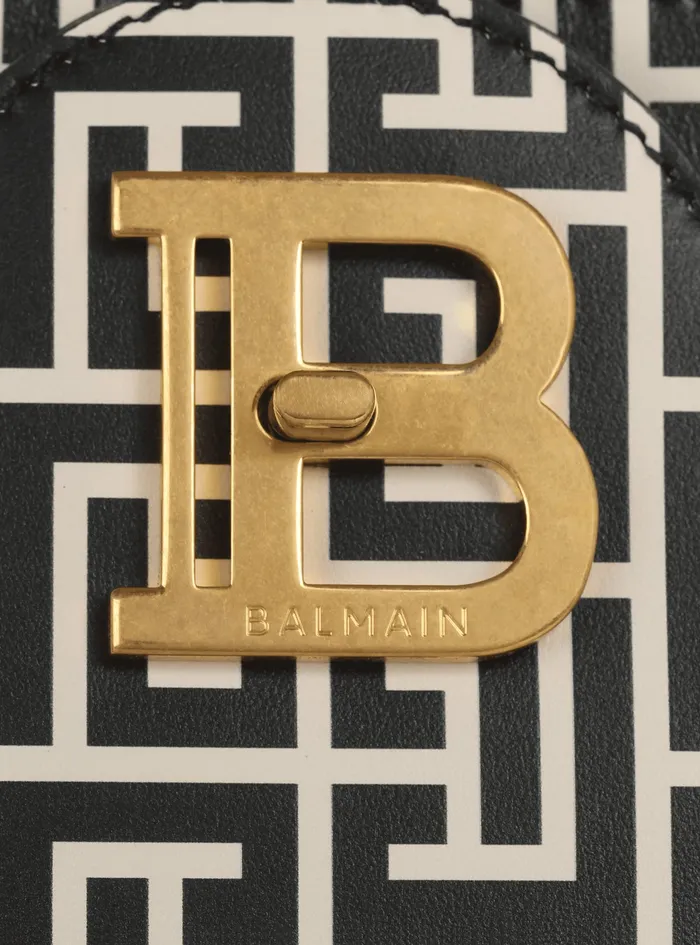 Balmain BBuzz Bags Womens Bicolor Print Leather BBuzz Top Handle Bag Black Balmain BBuzz Bags Womens Bicolor Print Leather BBuzz Top Handle Bag Black