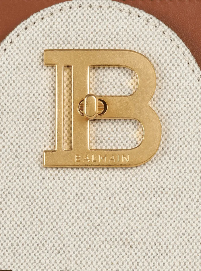 Balmain BBuzz Bags Womens Canvas BBuzz Top Handle Bag With Leather Panel Beige Balmain BBuzz Bags Womens Canvas BBuzz Top Handle Bag With Leather Panel Beige