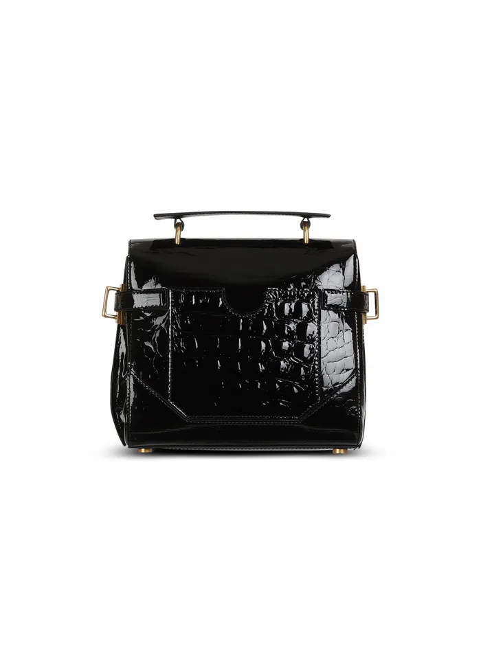 Balmain BBuzz Bags Womens CrocodileEmbossed Leather BBuzz 23 Bag Black