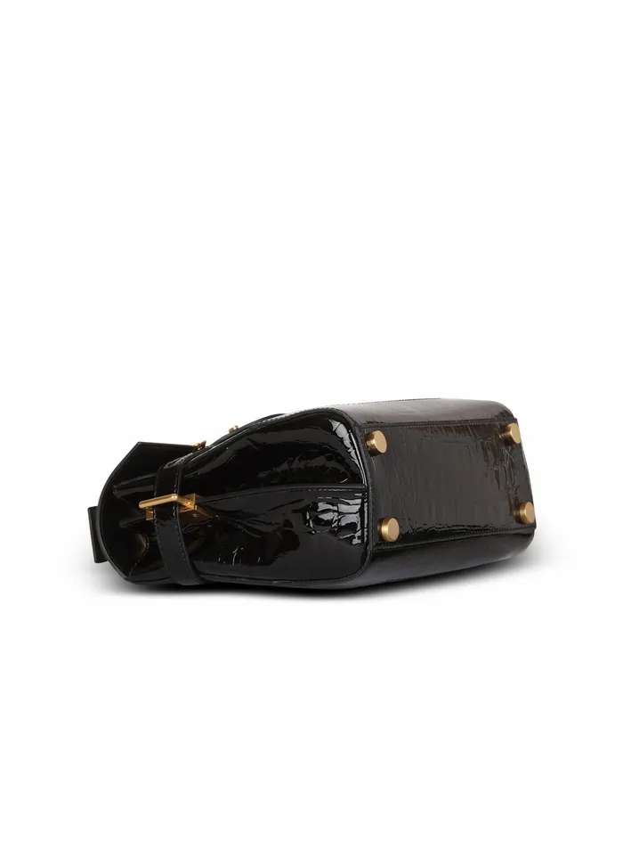 Balmain BBuzz Bags Womens CrocodileEmbossed Leather BBuzz 23 Bag Black