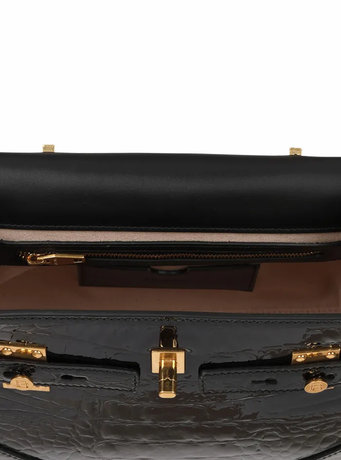 Balmain BBuzz Bags Womens CrocodileEmbossed Leather BBuzz 23 Bag Black