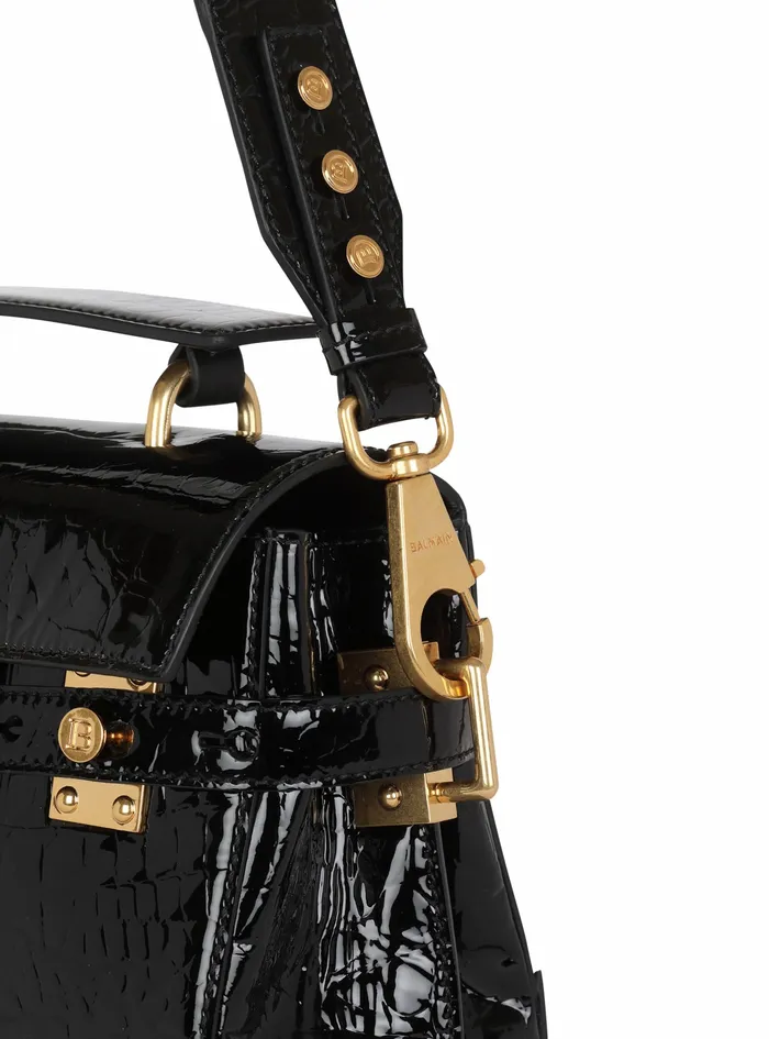 Balmain BBuzz Bags Womens CrocodileEmbossed Leather BBuzz 23 Bag Black