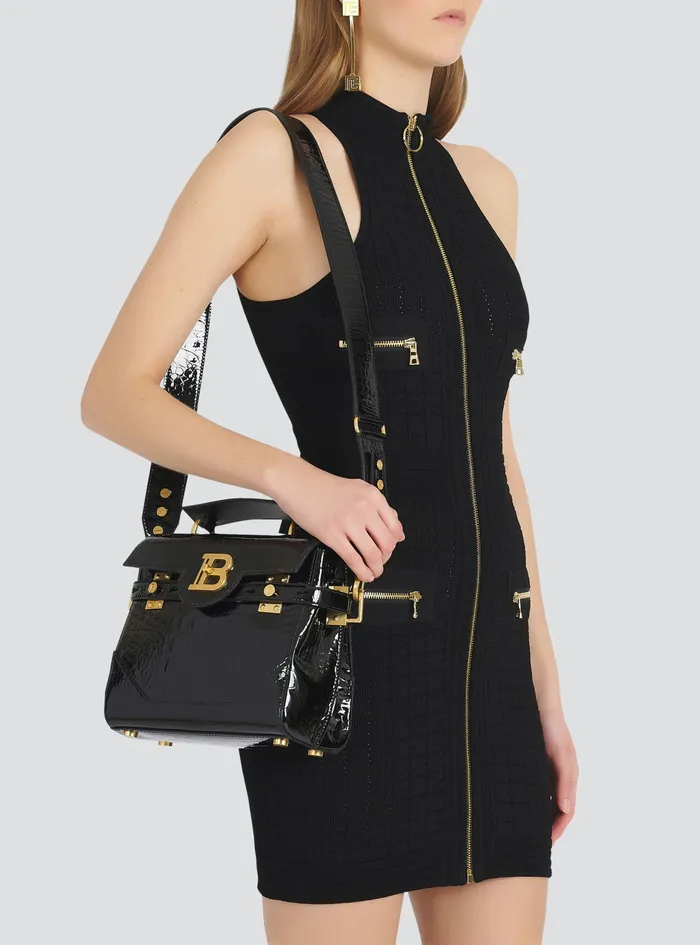 Balmain BBuzz Bags Womens CrocodileEmbossed Leather BBuzz 23 Bag Black