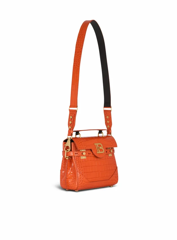 Balmain BBuzz Bags Womens CrocodileEmbossed Leather BBuzz 23 Bag Orange
