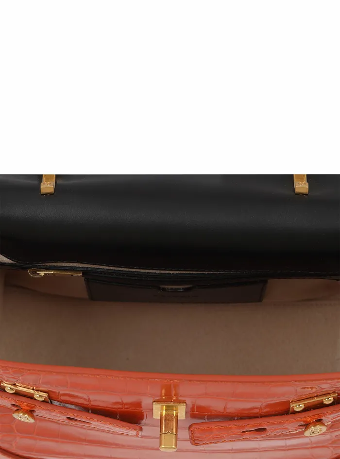 Balmain BBuzz Bags Womens CrocodileEmbossed Leather BBuzz 23 Bag Orange