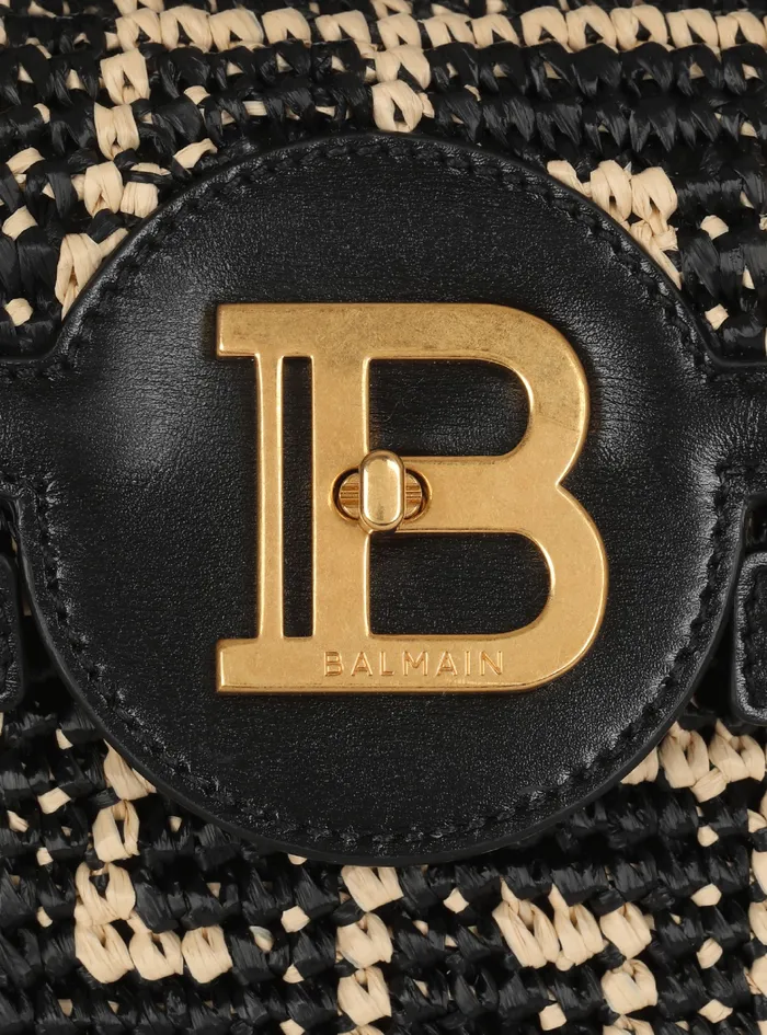 Balmain BBuzz Bags Womens Monogram Raffia BBuzz 23 Bag Black Balmain BBuzz Bags Womens Monogram Raffia BBuzz 23 Bag Black