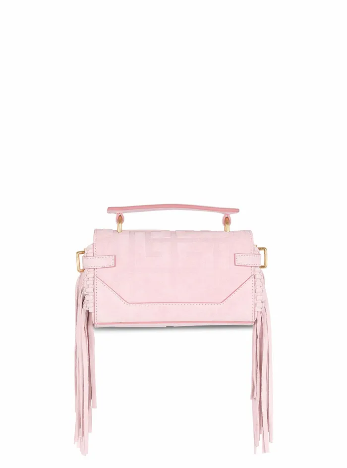 Balmain BBuzz Bags Womens Suede BBuzz 19 Baguette Bag With Fringe Pink Balmain BBuzz Bags Womens Suede BBuzz 19 Baguette Bag With Fringe Pink