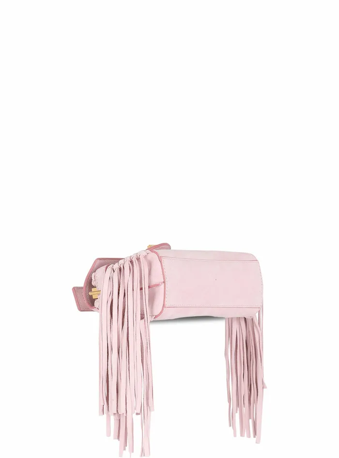 Balmain BBuzz Bags Womens Suede BBuzz 19 Baguette Bag With Fringe Pink Balmain BBuzz Bags Womens Suede BBuzz 19 Baguette Bag With Fringe Pink