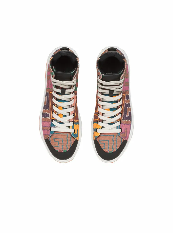 Balmain BCourt Womens Multicolor Needlepoint BCourt HighTop Sneakers With Balmain Monogram Multicolor Balmain BCourt Womens Multicolor Needlepoint BCourt HighTop Sneakers With Balmain Monogram Multicolor