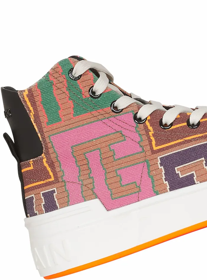 Balmain BCourt Womens Multicolor Needlepoint BCourt HighTop Sneakers With Balmain Monogram Multicolor Balmain BCourt Womens Multicolor Needlepoint BCourt HighTop Sneakers With Balmain Monogram Multicolor