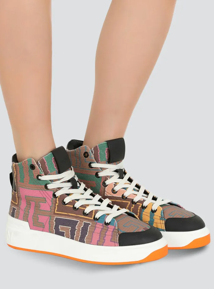 Balmain BCourt Womens Multicolor Needlepoint BCourt HighTop Sneakers With Balmain Monogram Multicolor Balmain BCourt Womens Multicolor Needlepoint BCourt HighTop Sneakers With Balmain Monogram Multicolor